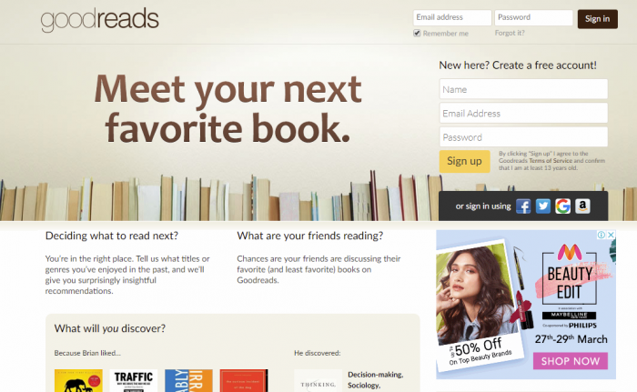 Goodreads- read free online books