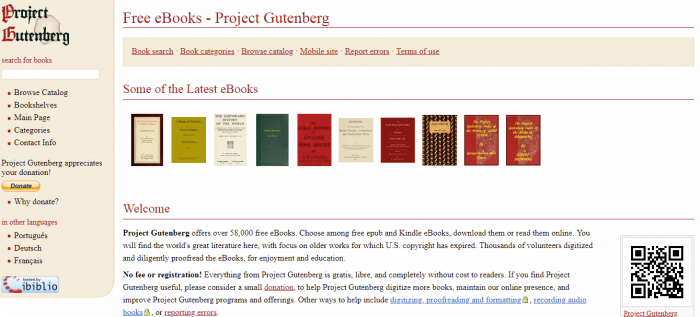 Project Gutenberg - Free books to Read