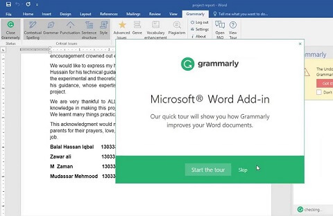 Grammarly for MS Word