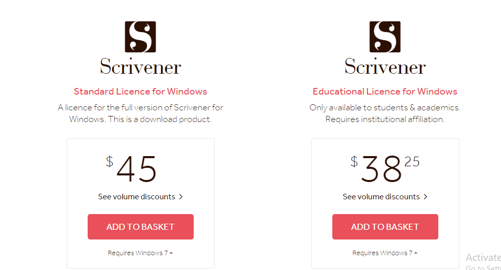 Scrivener Pricing