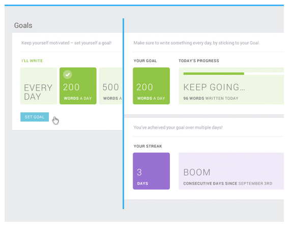 Set Goals in Novlr