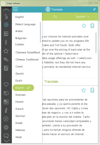 Text Translate in Ginger Software